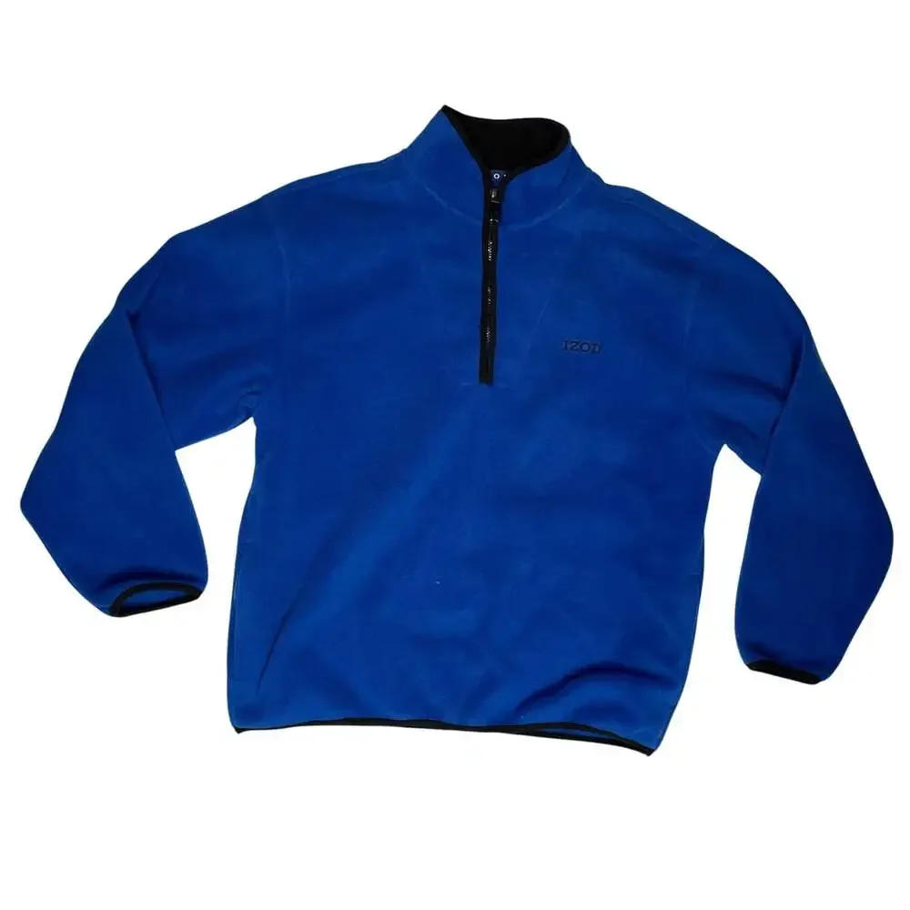 IZOD Blue 1/4 Zip Fleece Pullover Mens Large
